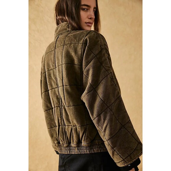 Free People Dolman Quilted Knit Jacket Top Oversized Zip-up Slouchy XS 283127 - Picture 7 of 12